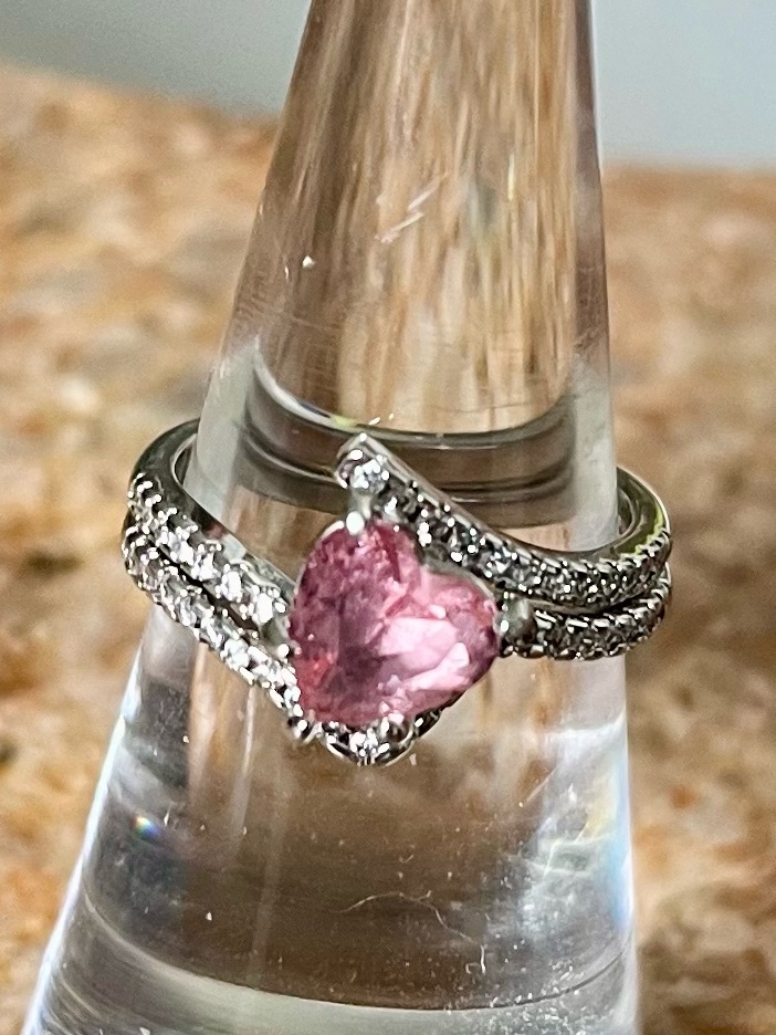 Bp Retro Rbp2182 Mermaid Treasures Unicorn Pink & White Topaz Heart Ring Set Htf